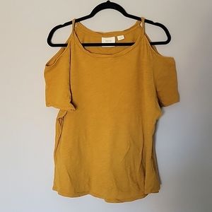 Maeve Anthropologie mustard yellow top size L